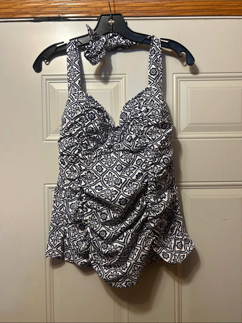 Land’s End Navy & White Patterned Swim Top 14